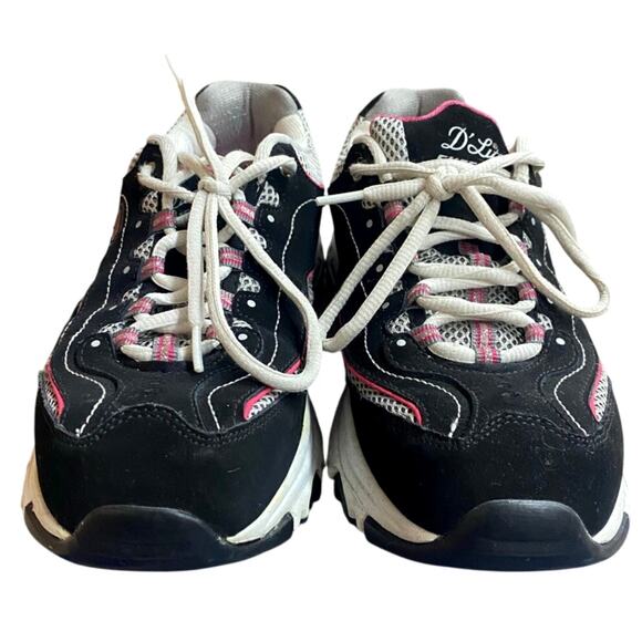 Skechers D' Lites Women's Running Sneakers US 7.5 Black Pink Leather Lace Up - Picture 8 of 9